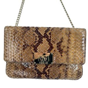 Michael Kors Brown Snake Print Gold Chain Strap Envelope shoulder / Clutch Bag